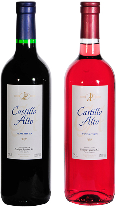 Botella de vino de mesa Castillo Alto rosado y tinto