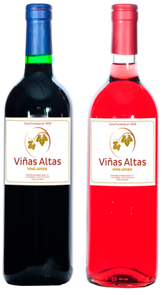 Botella de vino Viņas Altas tinto y rosado